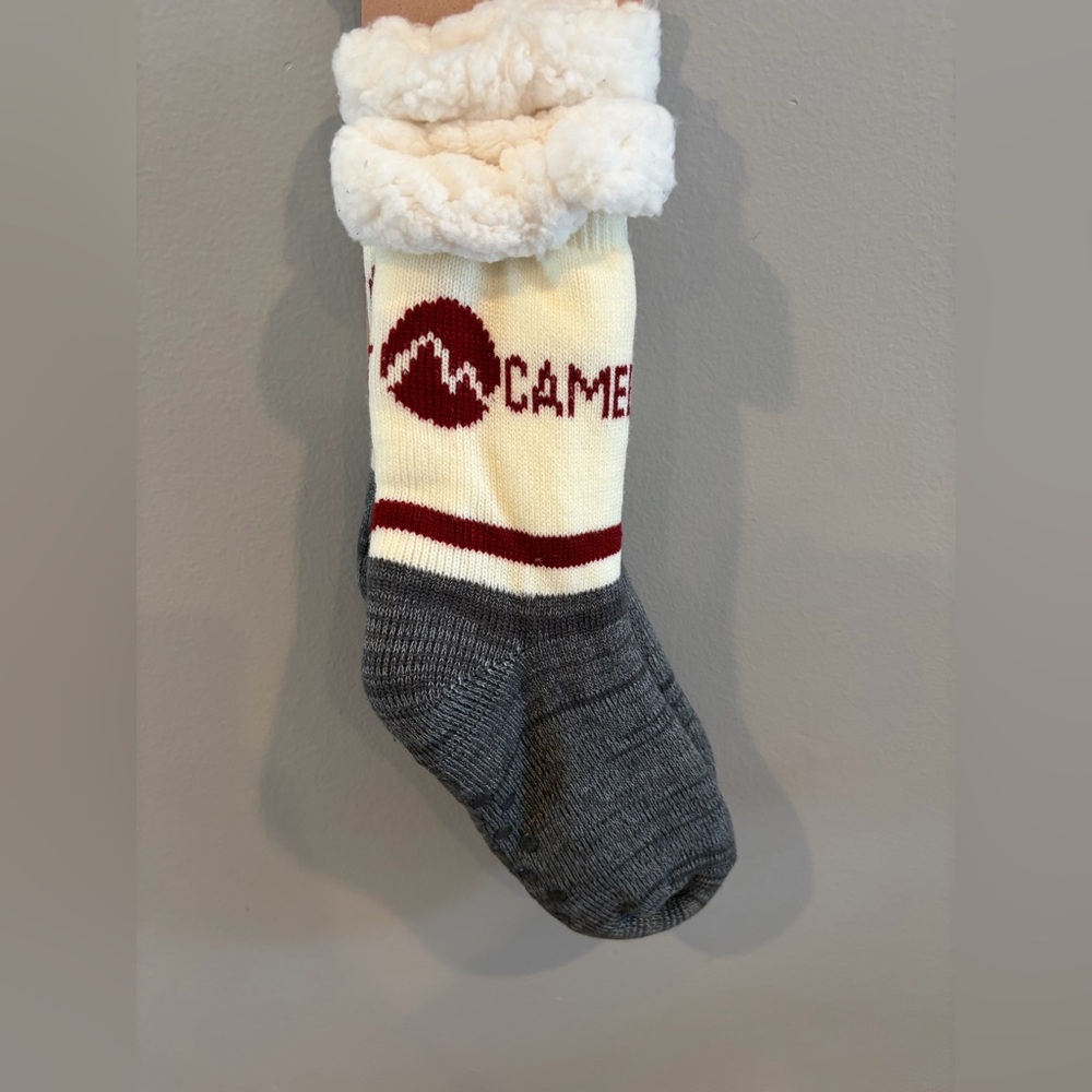 Cream and Gray Slipper Socks